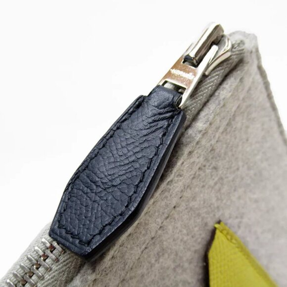 HERMES TooDoo Clutchbag gray x navy x yellow felt/VeauEpsom Leather - Picture 3 of 13